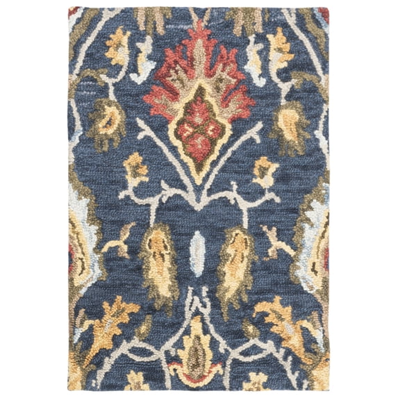 SAFAVIEH Blossom Lennon Floral Wool Area Rug, Navy/Multi, 2'3" x 4'