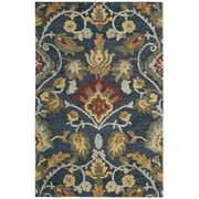 SAFAVIEH Blossom Lennon Floral Wool Area Rug, Navy/Multi, 4' x 6'