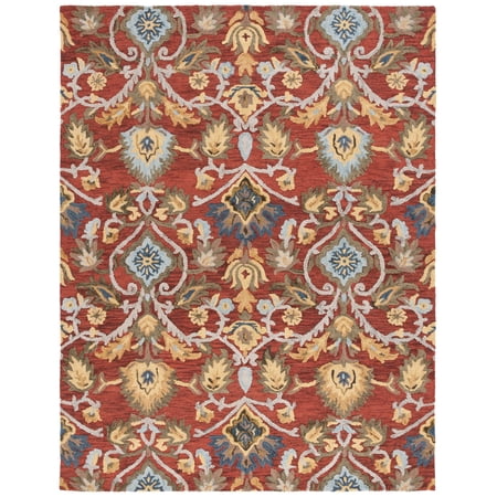 SAFAVIEH Blossom Lennon Floral Wool Area Rug, Red/Multi, 10' x 14'