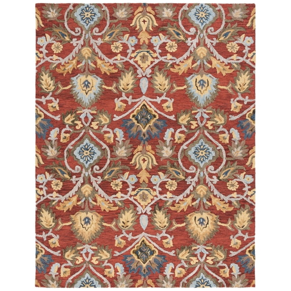 SAFAVIEH Blossom Lennon Floral Wool Area Rug, Red/Multi, 10' x 14'