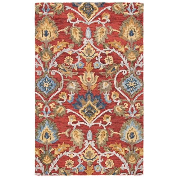 SAFAVIEH Blossom Lennon Floral Wool Area Rug, Red/Multi, 3' x 5'