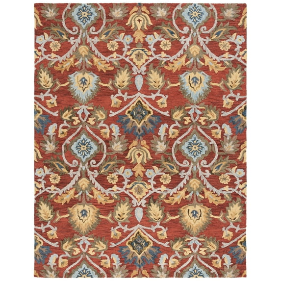 SAFAVIEH Blossom Lennon Floral Wool Area Rug, Red/Multi, 8' x 10'