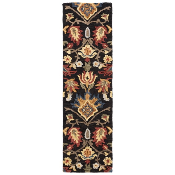 SAFAVIEH Blossom Lennon Floral Wool Runner Rug, Charcoal/Multi, 2'3" x 16'