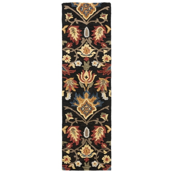 SAFAVIEH Blossom Lennon Floral Wool Runner Rug, Charcoal/Multi, 2'3" x 20'