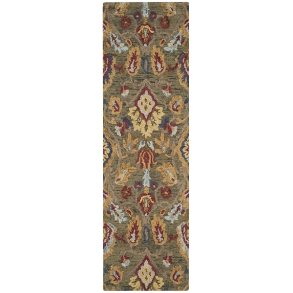 SAFAVIEH Blossom Lennon Floral Wool Runner Rug, Green/Multi, 2'3" x 10'