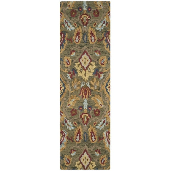 SAFAVIEH Blossom Lennon Floral Wool Runner Rug, Green/Multi, 2'3" x 8'