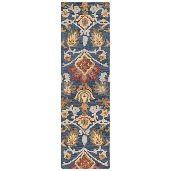 SAFAVIEH Blossom Lennon Floral Wool Runner Rug, Navy/Multi, 2'3" x 12'