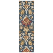 SAFAVIEH Blossom Lennon Floral Wool Runner Rug, Navy/Multi, 2'3" x 20'
