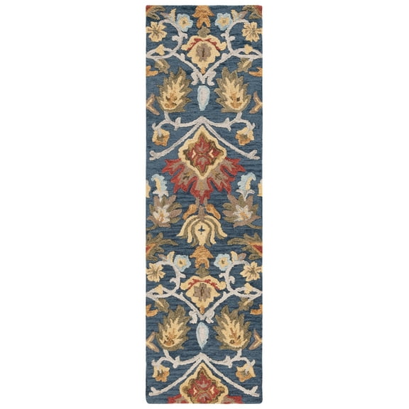 SAFAVIEH Blossom Lennon Floral Wool Runner Rug, Navy/Multi, 2'3" x 6'