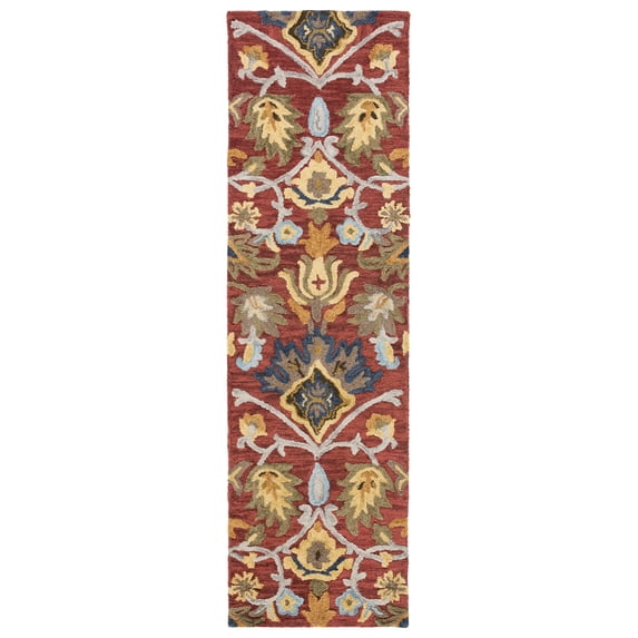 SAFAVIEH Blossom Lennon Floral Wool Runner Rug, Red/Multi, 2'3" x 14'
