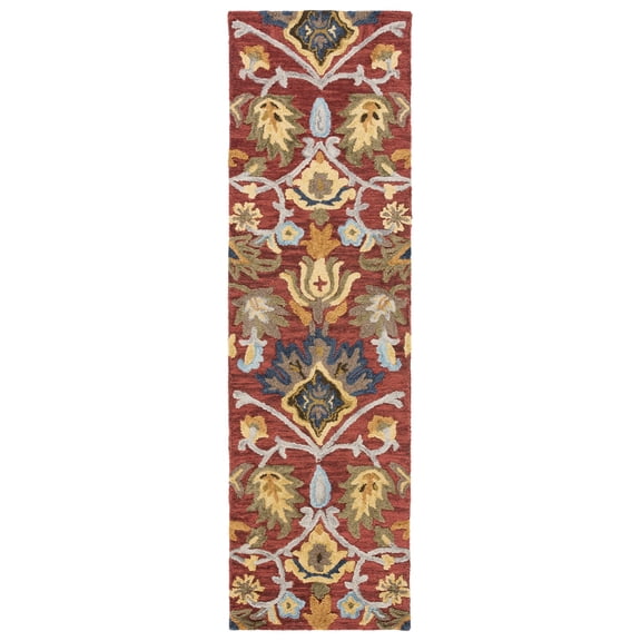 SAFAVIEH Blossom Lennon Floral Wool Runner Rug, Red/Multi, 2'3" x 6'