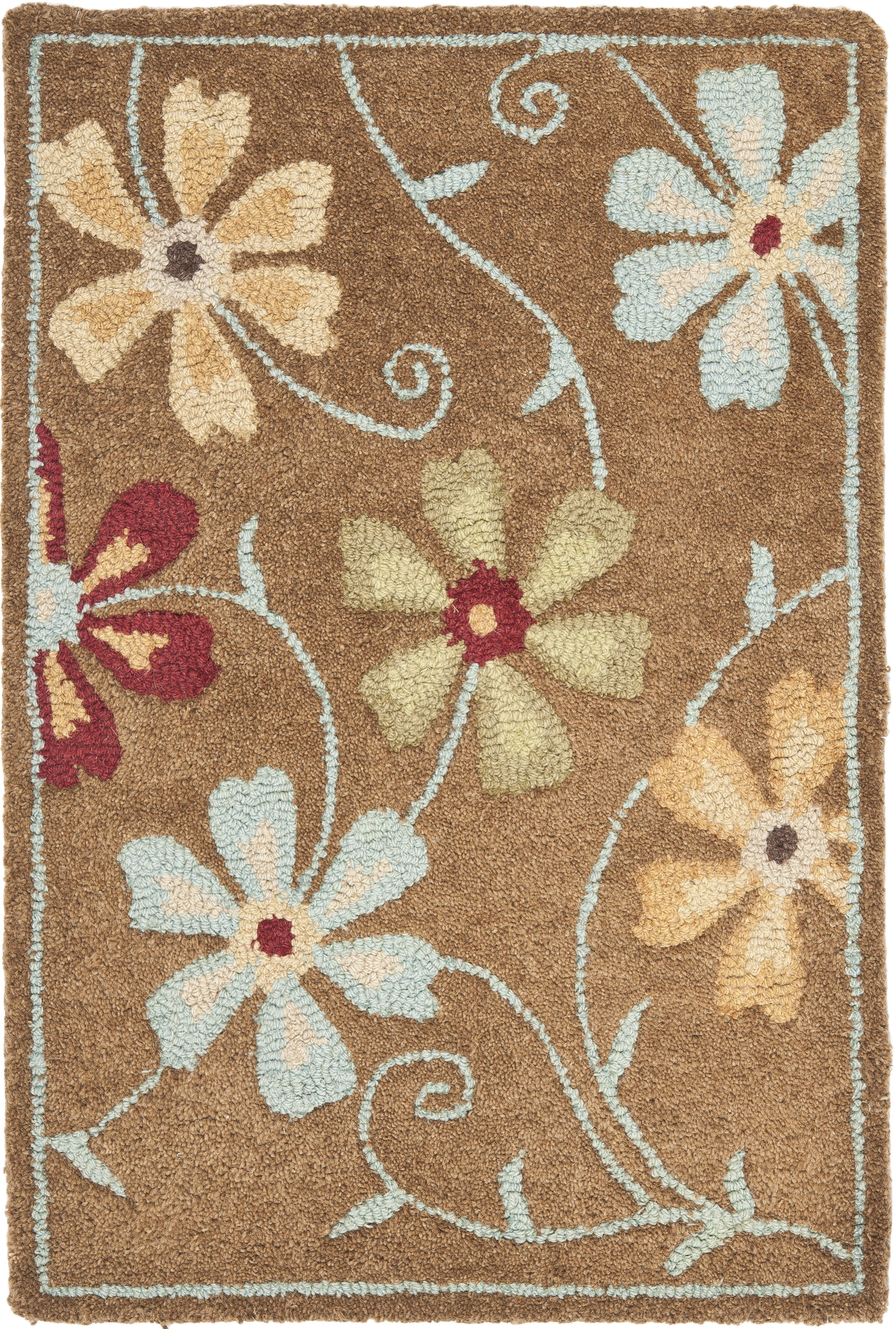 Camel Multi Floral Hand-Knotted Wool Area Rug 2' x 3'