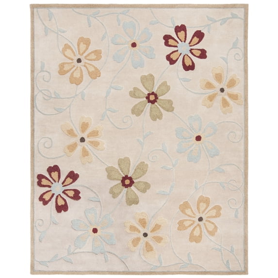 SAFAVIEH Blossom Linnaea Floral Wool Area Rug, Beige/Multi, 5' x 8'
