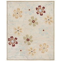 SAFAVIEH Blossom Linnaea Floral Wool Area Rug, Beige/Multi, 6' x 6' Square