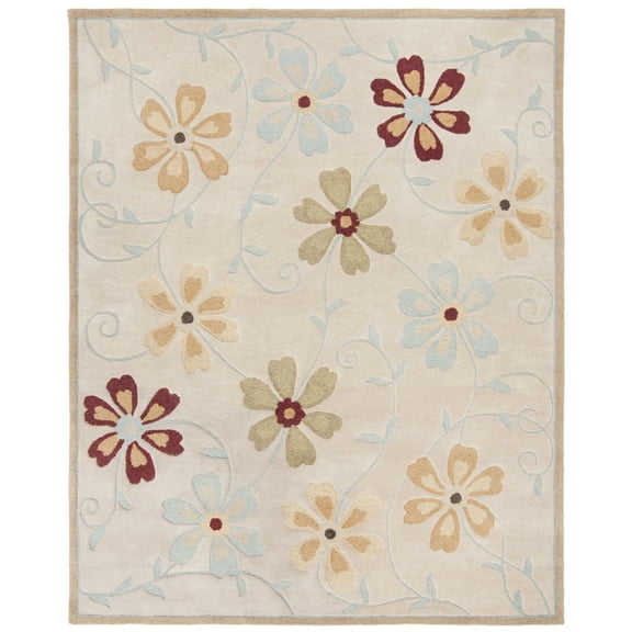SAFAVIEH Blossom Linnaea Floral Wool Area Rug, Beige/Multi, 6' x 6' Square