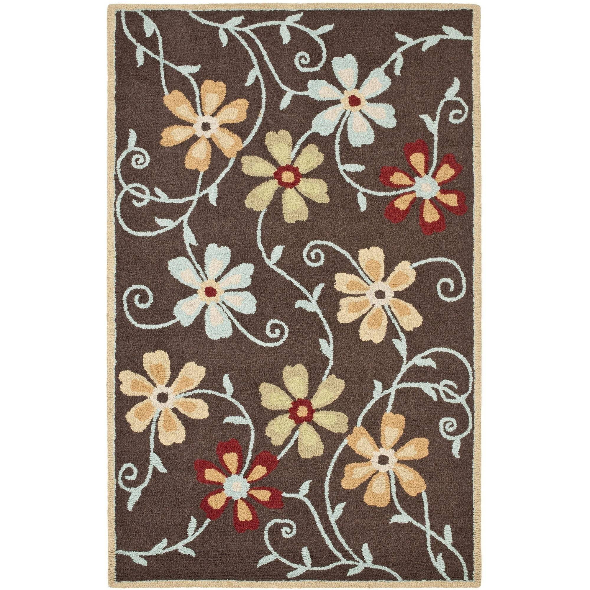 Multicolor Floral Hand-Knotted Wool Area Rug 4' x 6'