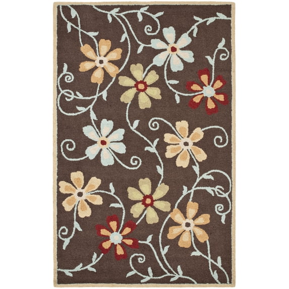 SAFAVIEH Blossom Linnaea Floral Wool Area Rug, Brown/Multi, 5' x 8'
