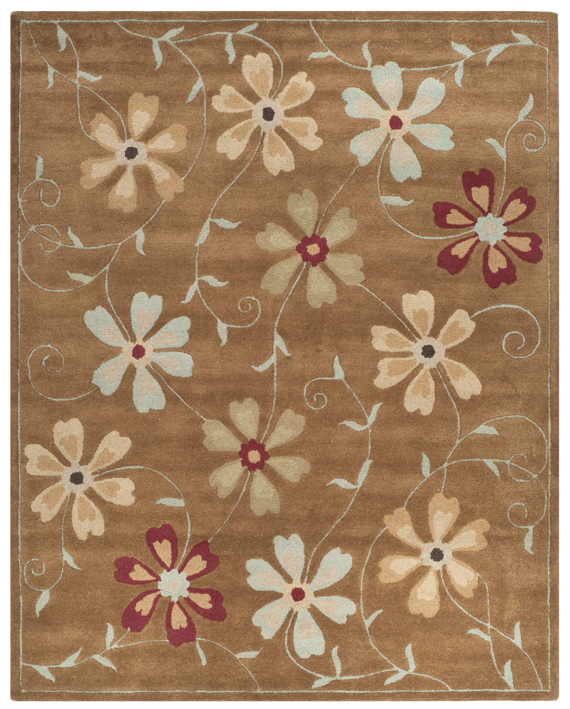 Camel Multi Floral Wool 8' x 10' Area Rug