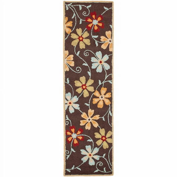 SAFAVIEH Blossom Linnaea Floral Wool Runner Rug, Brown/Multi, 2'3" x 8'