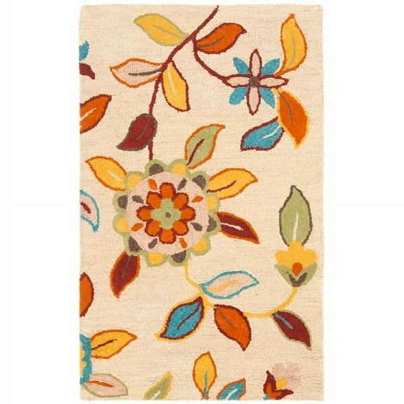 SAFAVIEH Blossom Marielle Floral Flowers Wool Area Rug, Beige/Multi, 2'6" x 4'