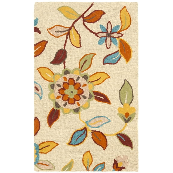 SAFAVIEH Blossom Marielle Floral Wool Area Rug, Beige/Multi, 3' x 5'
