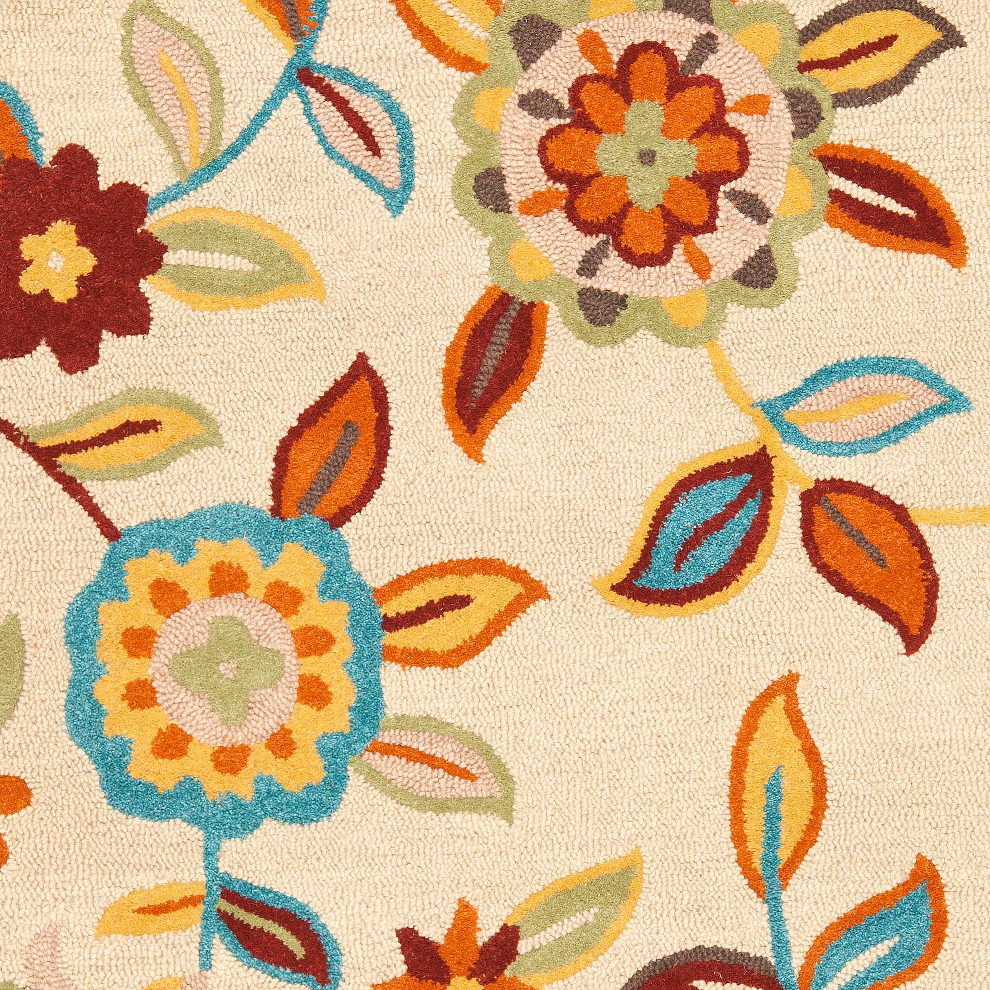 Blossom Beige Multicolor Hand-Knotted Wool Area Rug