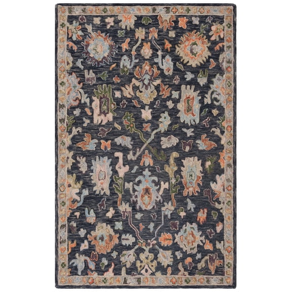 SAFAVIEH Blossom Marilou Floral Area Rug, Dark Grey/Sage, 8' x 10'