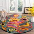 thumbnail image 1 of SAFAVIEH Blossom Mary Floral Flames Wool Area Rug, Blue/Multi, 4' x 4' Round, 1 of 5