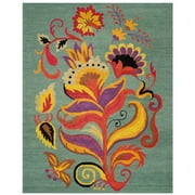 SAFAVIEH Blossom Mary Floral Flames Wool Runner Rug, Blue/Multi, 2'6" x 10'