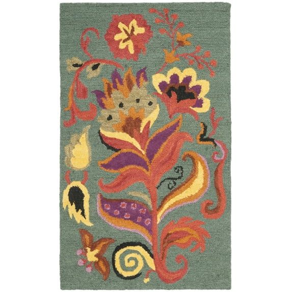 SAFAVIEH Blossom Mary Floral Wool Area Rug, Blue/Multi, 3' x 5'