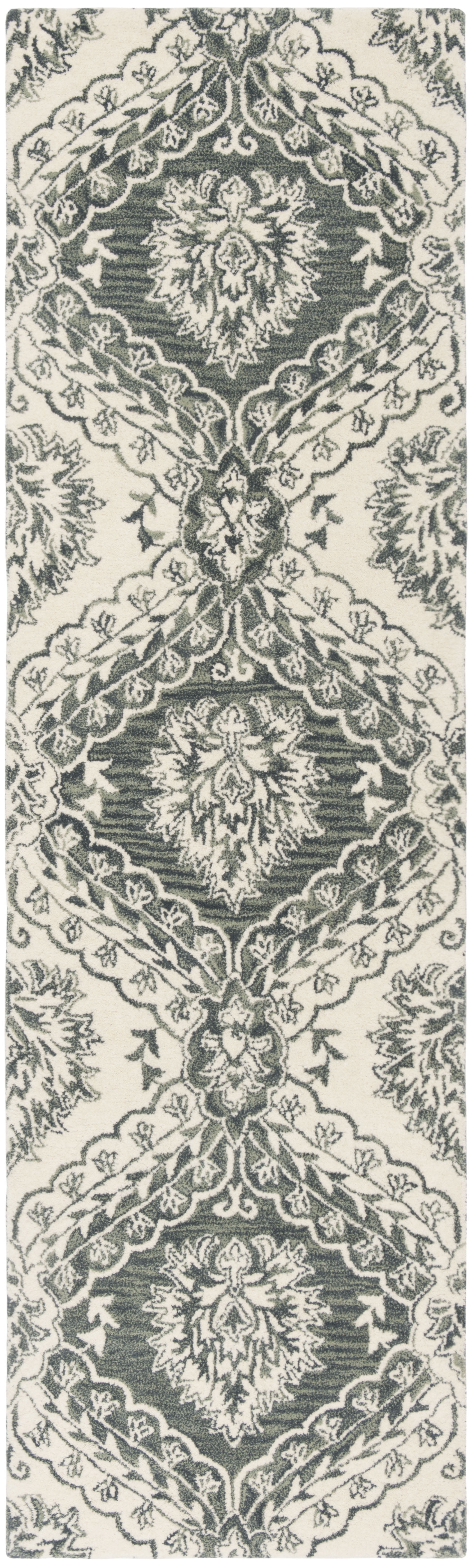 Blue Floral Hand Tufted Wool Area Rug