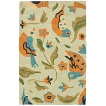 SAFAVIEH Blossom Megan Flower and Birds Wool Area Rug, Sage/Multi, 2'6" x 4'