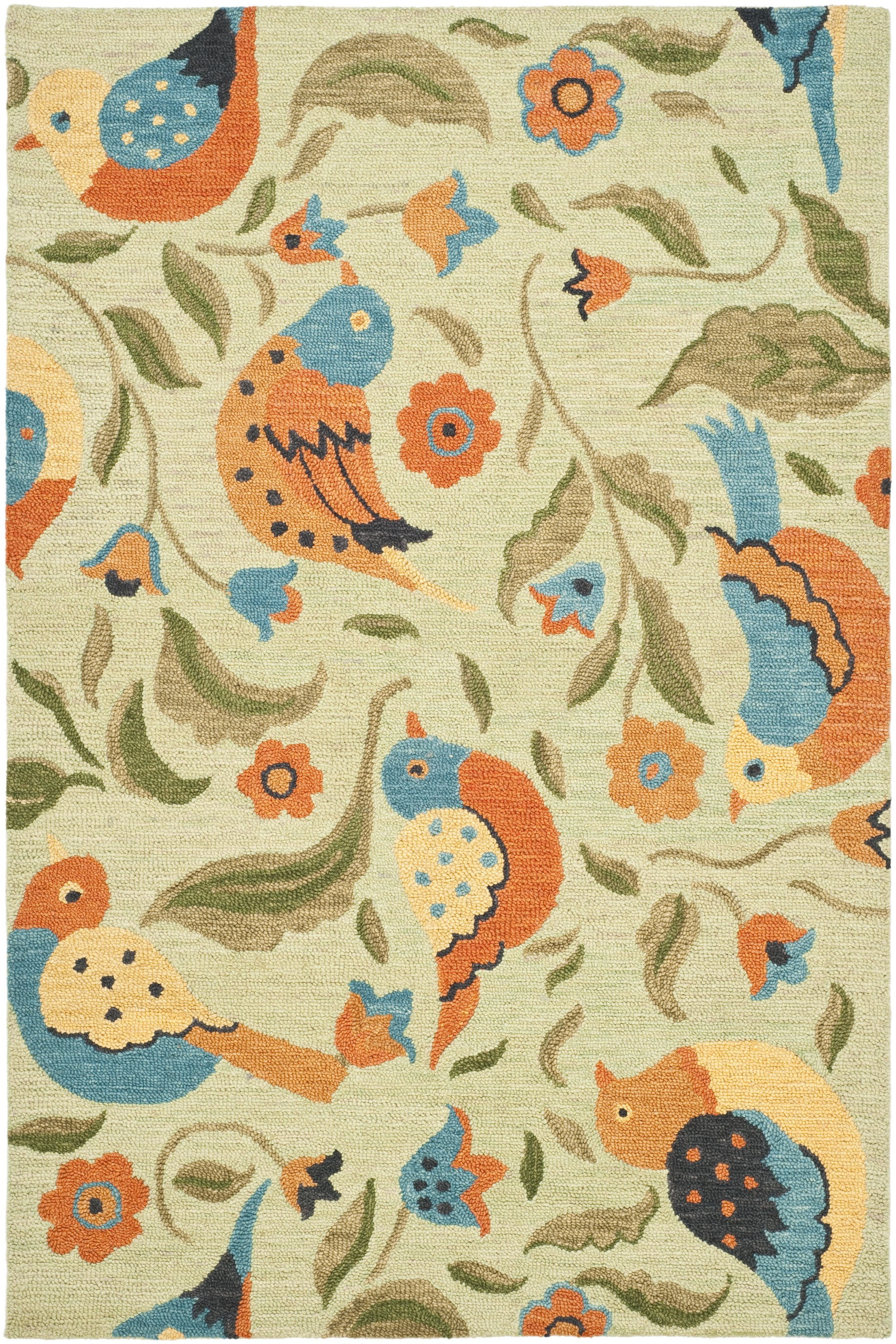 Blossom Sage Multi Hand-Knotted Wool Area Rug