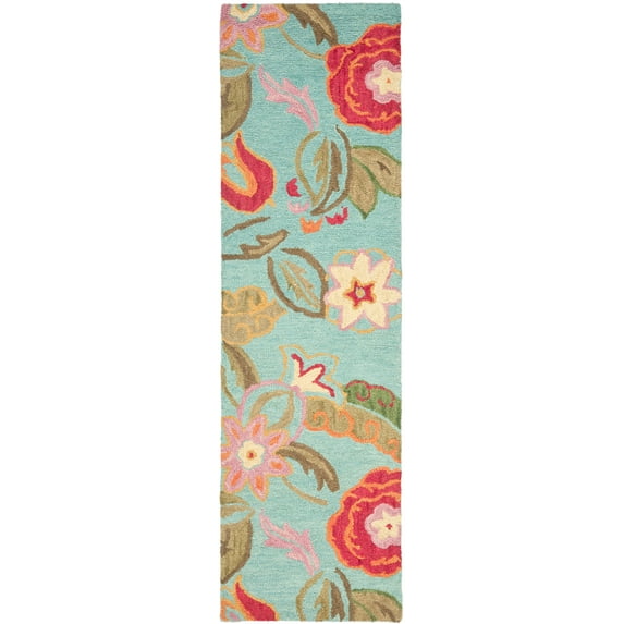 SAFAVIEH Blossom Mia Floral Wool Runner Rug, Blue/Multi, 2'3" x 8'