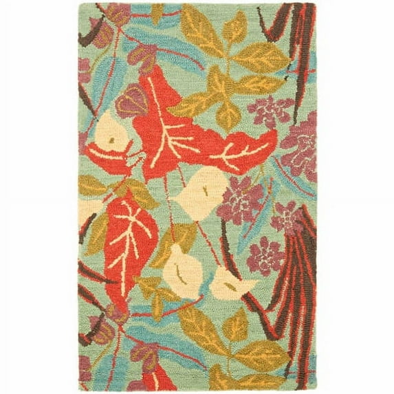 SAFAVIEH Blossom Michelle Floral Flowers Wool Area Rug, Blue/Multi, 3' x 5'