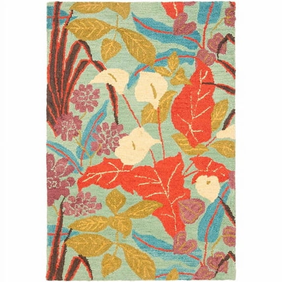 SAFAVIEH Blossom Michelle Floral Wool Area Rug, Blue/Multi, 4' x 6'