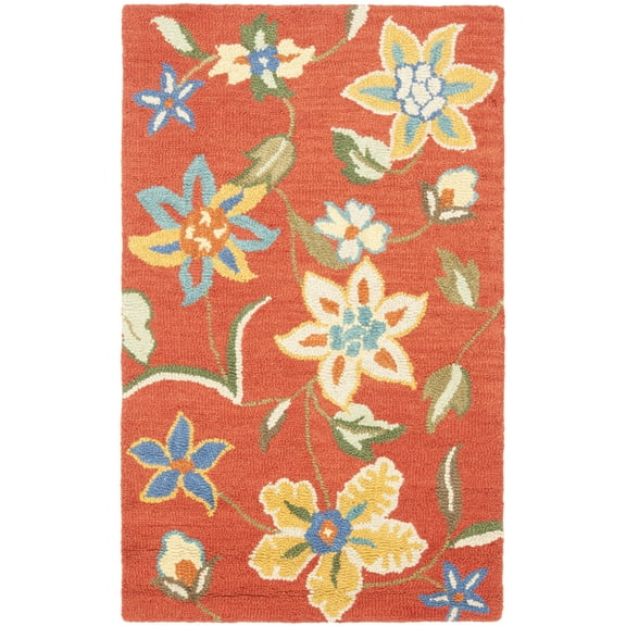 SAFAVIEH Blossom Mindy Floral Wool Area Rug, Rust/Multi, 3' x 5'
