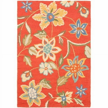 SAFAVIEH Blossom Mindy Floral Flowers Wool Area Rug, Rust/Multi, 4' x 6'