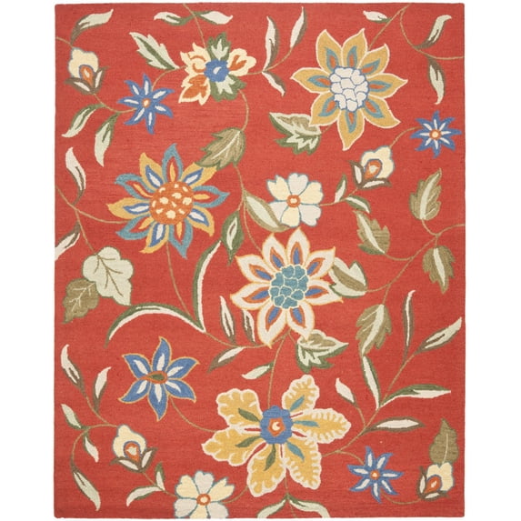 SAFAVIEH Blossom Mindy Floral Flowers Wool Area Rug, Rust/Multi, 8'9" x 12'