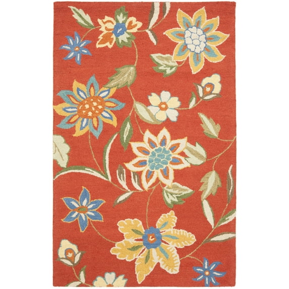 SAFAVIEH Blossom Mindy Floral Wool Area Rug, Rust/Multi, 5' x 8'