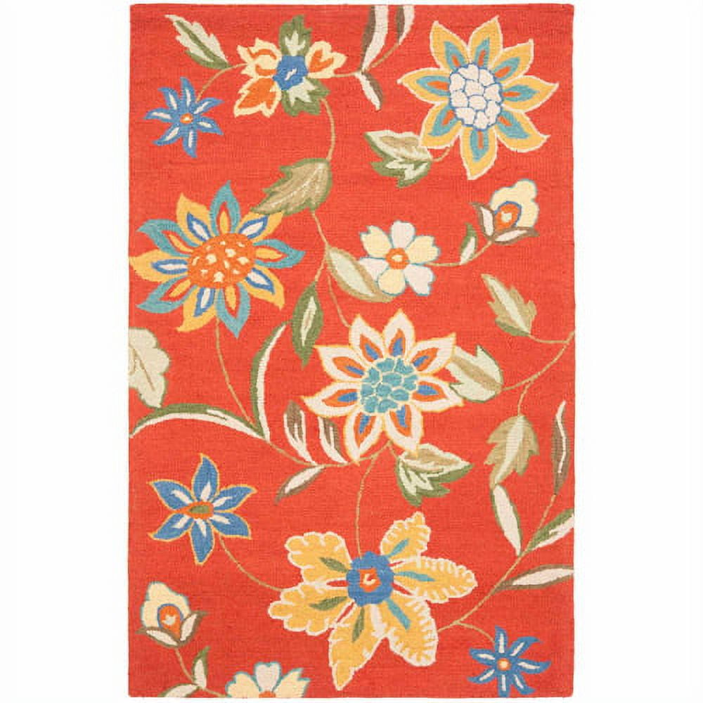 Blossom Rust and Multi Floral Wool 6' x 9' Area Rug