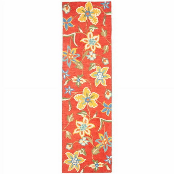 SAFAVIEH Blossom Mindy Floral Wool Runner Rug, Rust/Multi, 2'6" x 12'