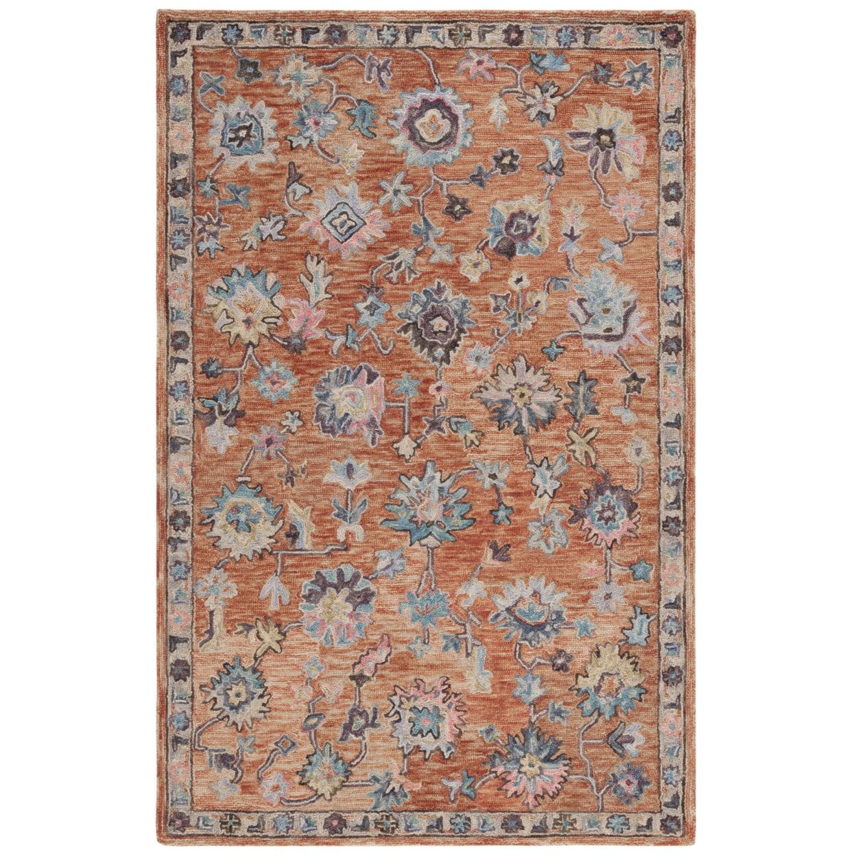 SAFAVIEH Blossom Moema Floral Area Rug, Rust/Blue, 8' x 10'