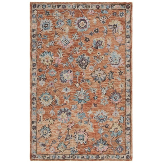 SAFAVIEH Blossom Moema Floral Area Rug, Rust/Blue, 8' x 10'