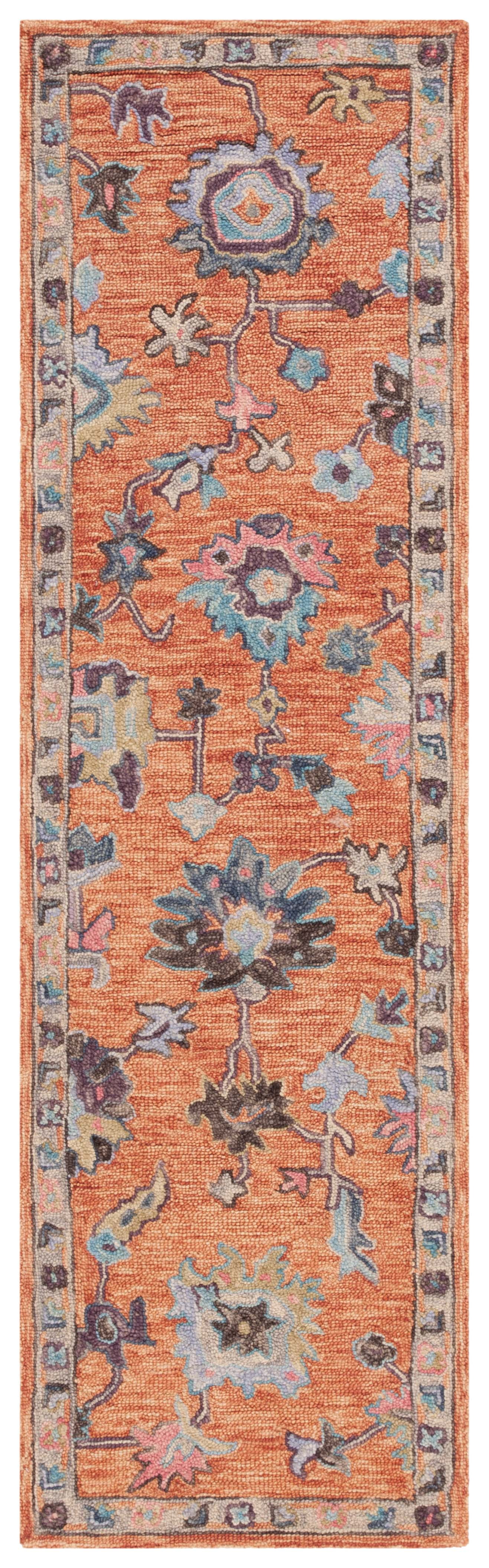 SAFAVIEH Blossom Moema Floral Runner Rug, Rust/Blue, 2'3" x 8'