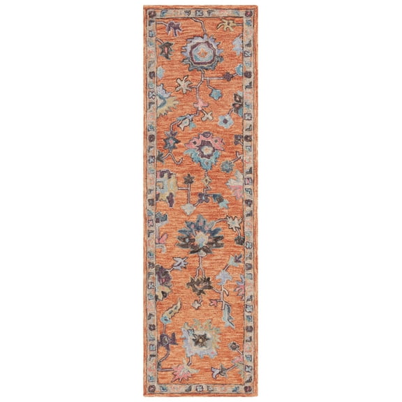 SAFAVIEH Blossom Moema Floral Runner Rug, Rust/Blue, 2'3" x 8'