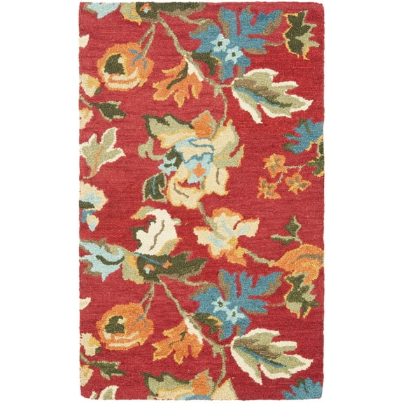 SAFAVIEH Blossom Molly Floral Flowers Wool Area Rug, Red/Multi, 3' x 5'