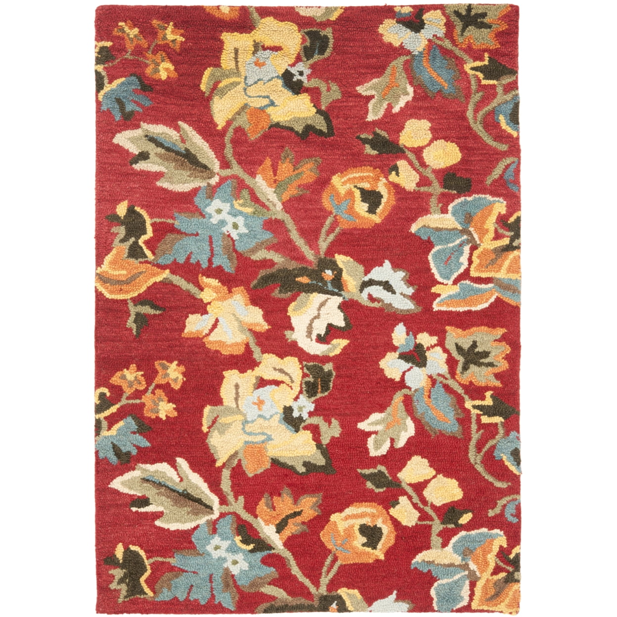 Blossom Red Floral Hand-Tufted Wool 4' x 6' Area Rug