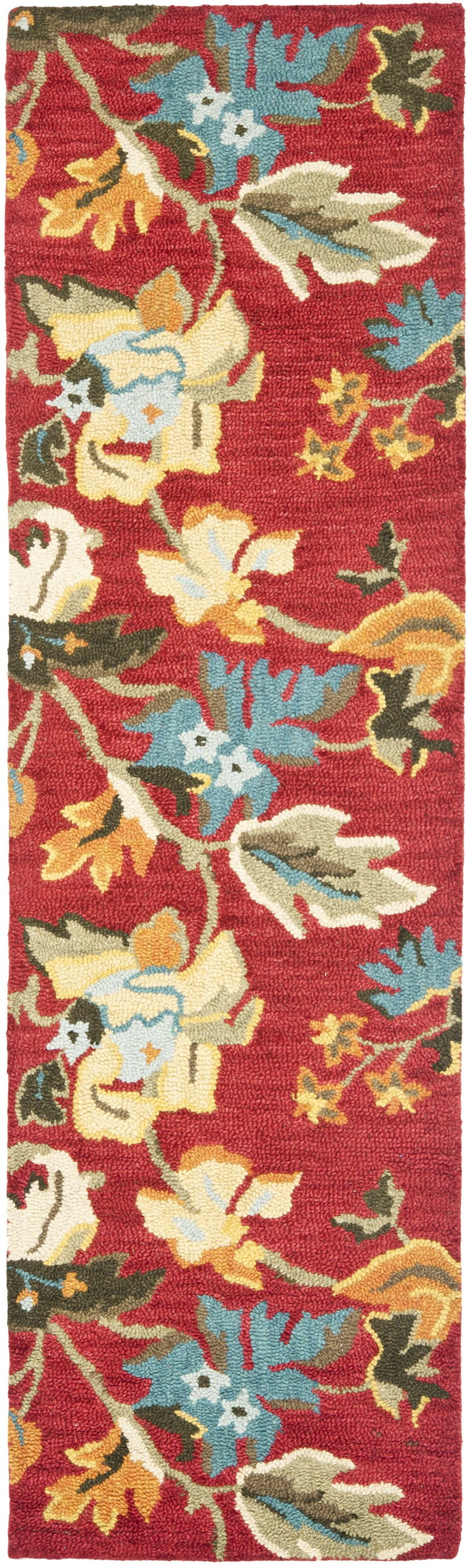 Blossom Red Hand-Knotted Wool Floral Area Rug