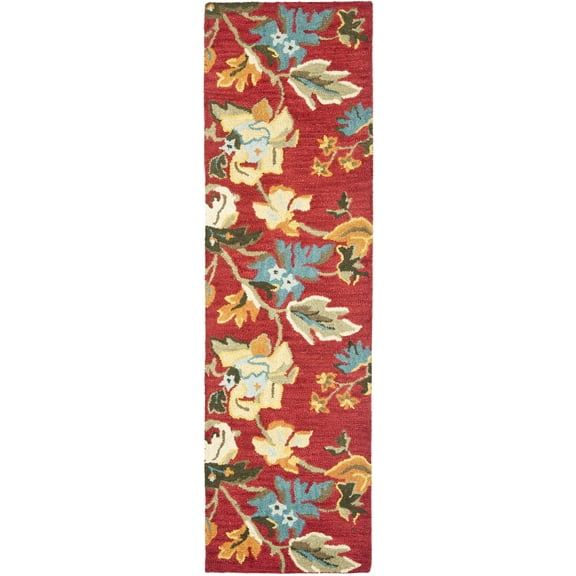 SAFAVIEH Blossom Molly Floral Flowers Wool Runner Rug, Red/Multi, 2'3" x 8'